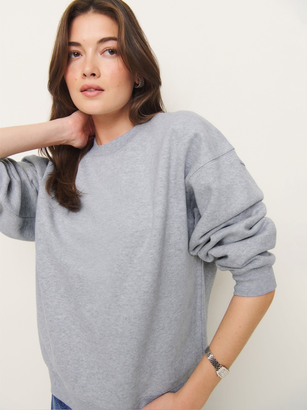 Reformation Heather Gray Relaxed Classic Crewneck Sweatshirt Size Small